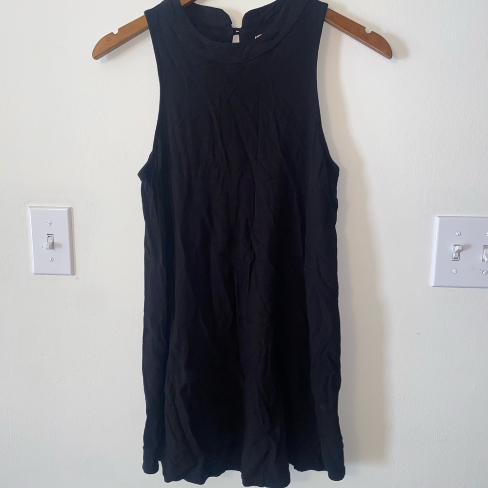 Black high-neck mini dress